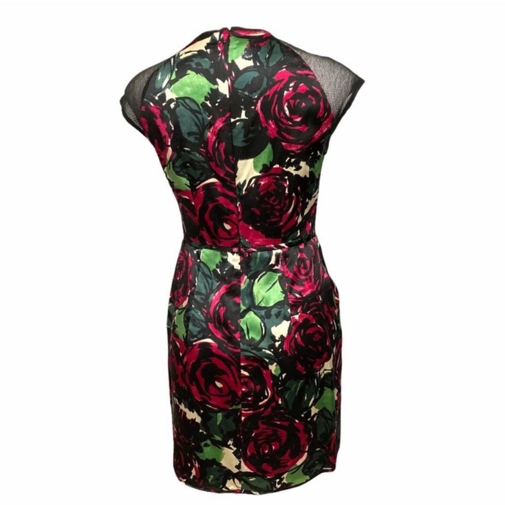 NWT Nanette Lepore Daring Rose Silk Sheath Mini Dress Sheer Mesh Panels Floral 8 - Picture 4 of 12